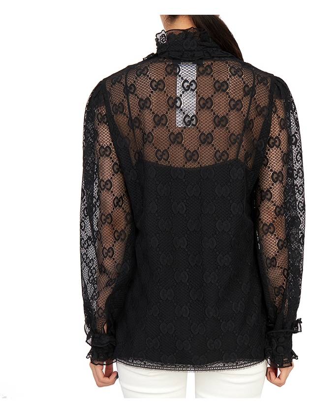 Women's GG Lace Blouse Black - GUCCI - BALAAN 5