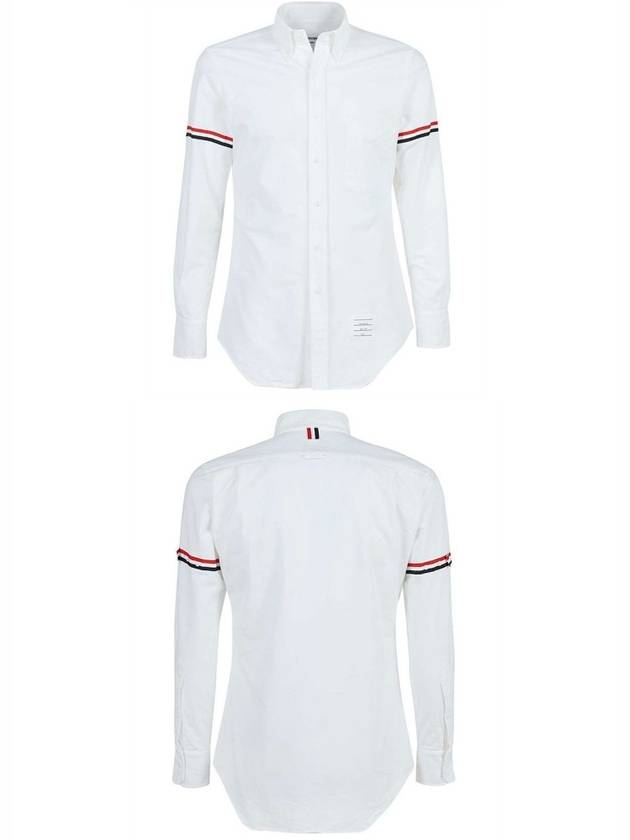 Oxford Striped Grosgrain Armband Classic Long Sleeve Shirt White - THOM BROWNE - BALAAN 5