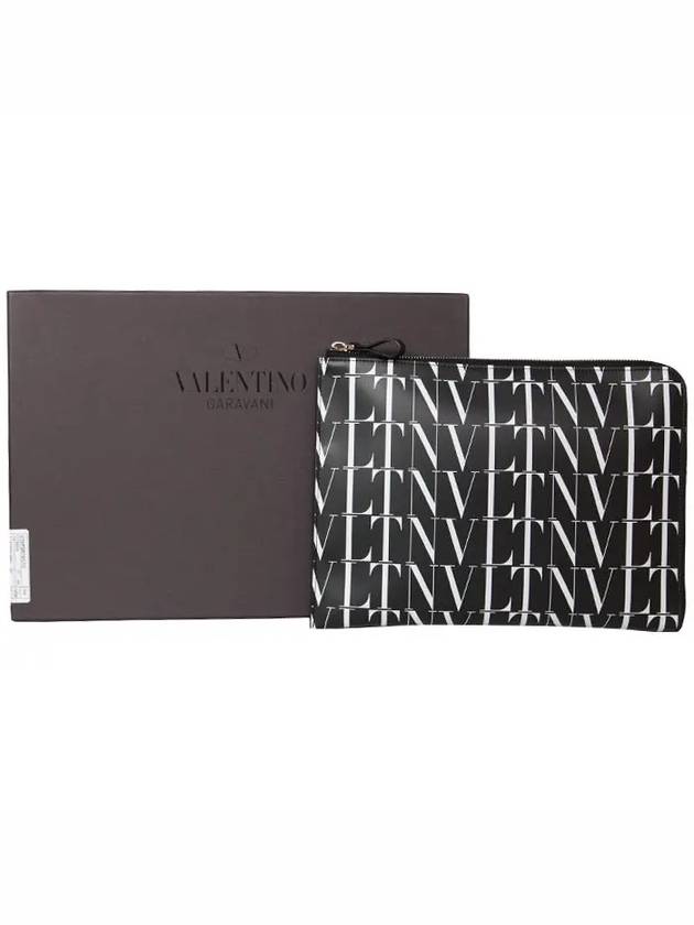 All Over VLTN Logo Clutch Bag Black - VALENTINO - BALAAN 6