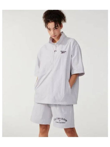 Primary Woven Short Sleeve Anorak Gray - REEBOK - BALAAN 1