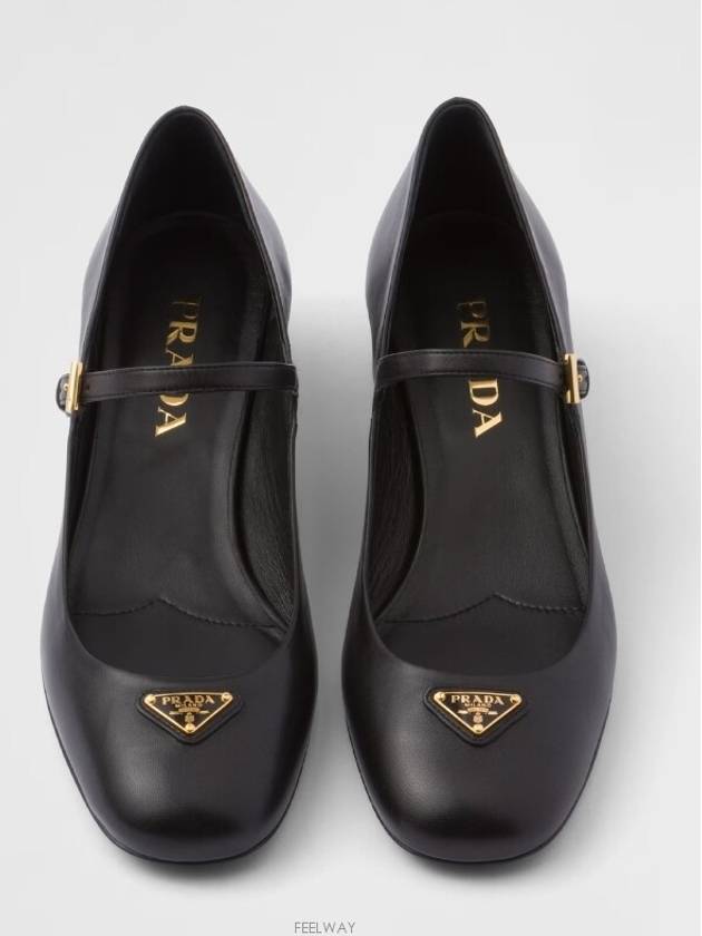 Napa Leather Mary Jane Pumps Black - PRADA - BALAAN 3