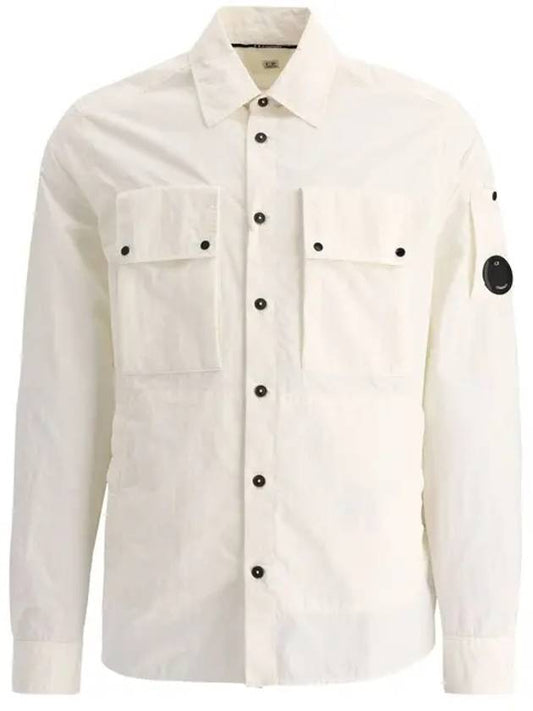 Wappen Patch Nylon Long Sleeve Shirt White - CP COMPANY - BALAAN.