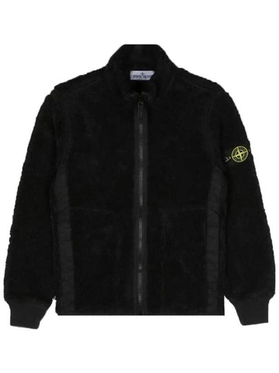 Kids Garment Dyed Cotton Polyester Terry Zip Up Jacket Black - STONE ISLAND - BALAAN 2