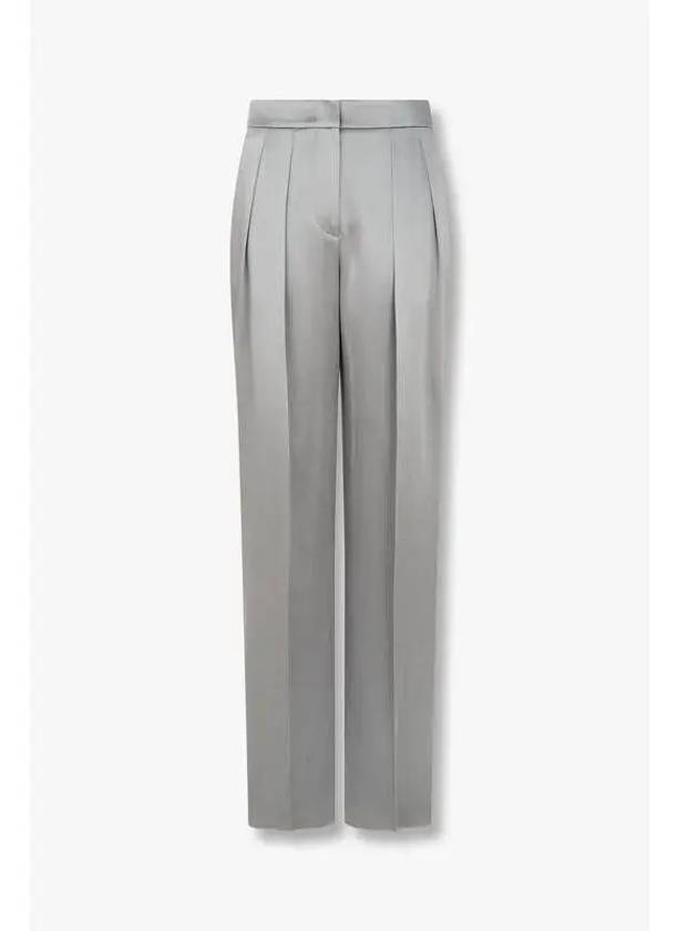 Women s Two Tuck Pleated Ribbed Silk Pants Steel Gray - GIORGIO ARMANI - BALAAN 1