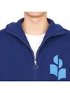 Logo High Neck Knit Zip-Up Cardigan Blue - ISABEL MARANT - BALAAN 9