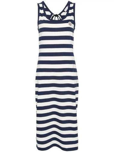 Striped Midi Dress Navy - MONCLER - BALAAN 1