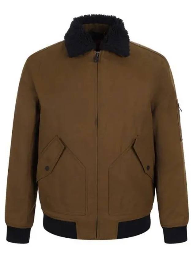 Teddy Collar Water Repellent Padded Bomber Jacket Brown - HUGO BOSS - BALAAN 2