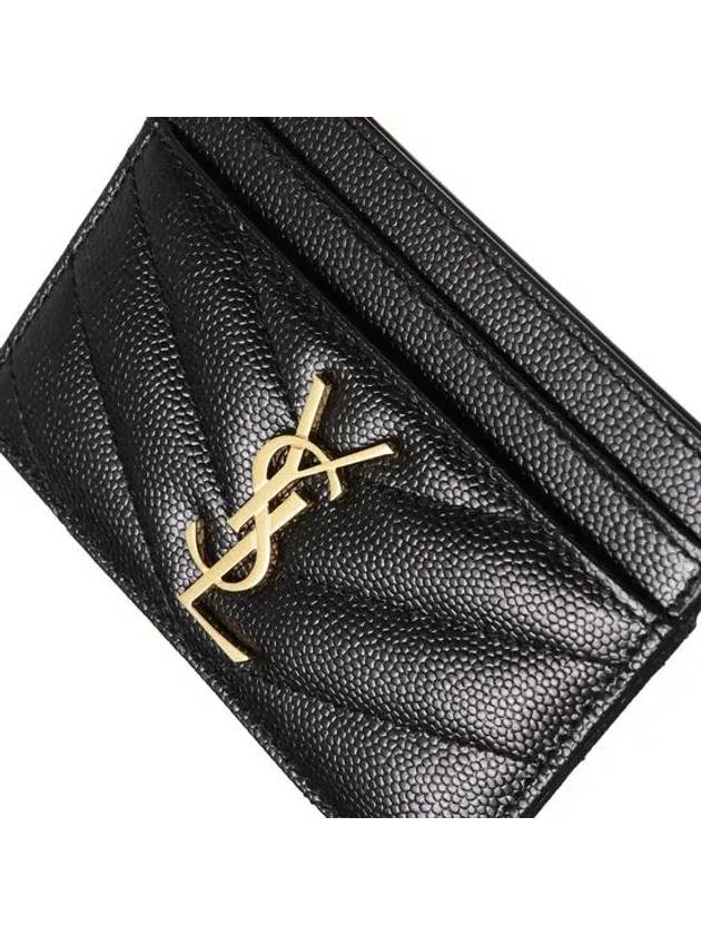 Gold Hardware Matelasse Caviar Leather Card Wallet Black - SAINT LAURENT - BALAAN 6