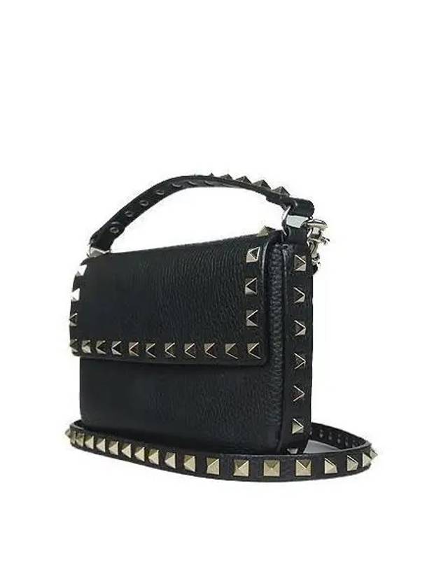 Gold Rockstud Black Leather Mini Top Handle Crossbody Bag - VALENTINO - BALAAN 2