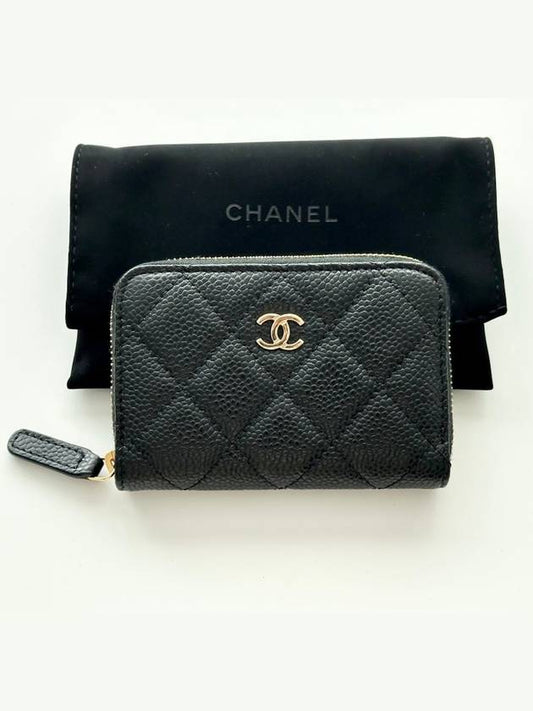 Classic zipper card wallet, coin purse, black caviar gold AP0216 - CHANEL - BALAAN 1