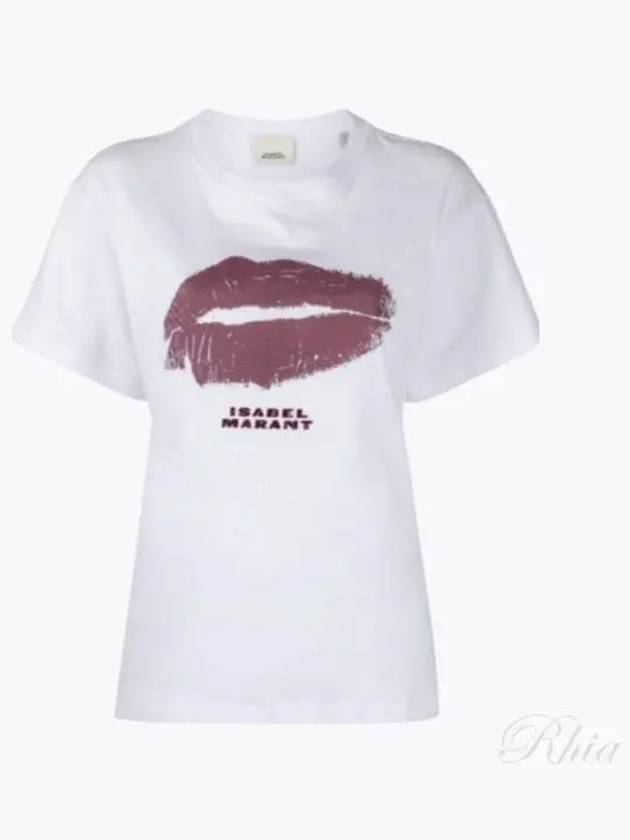 Lips Embroidered Logo Short-Sleeved T-Shirt White - ISABEL MARANT - BALAAN 2