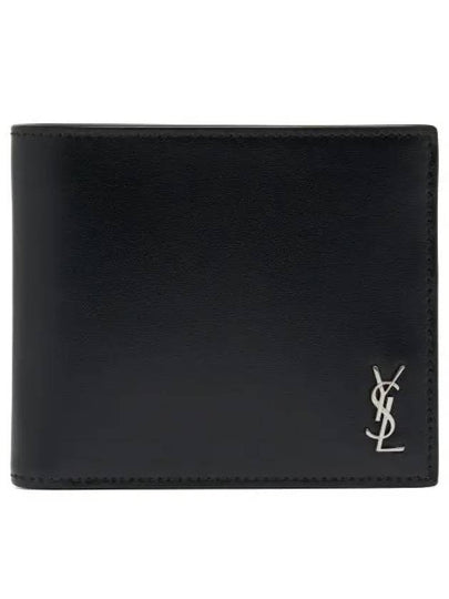 Tiny Cassandre East West Wallet in Matte Leather Black - SAINT LAURENT - BALAAN 2