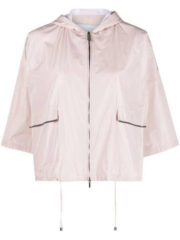 Women's Technical Fabric Bomber Jacket Dusty Pink - FABIANA FILIPPI - BALAAN 1