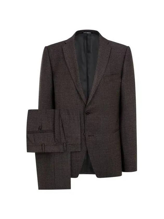 Men s houndstooth check wool single suit dark brown 271117 - EMPORIO ARMANI - BALAAN 1