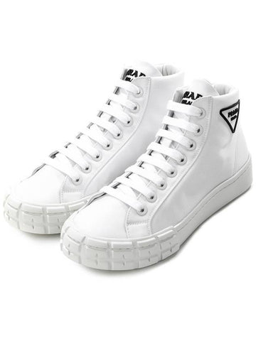 Triangle Logo High Top Sneakers White - PRADA - BALAAN 1