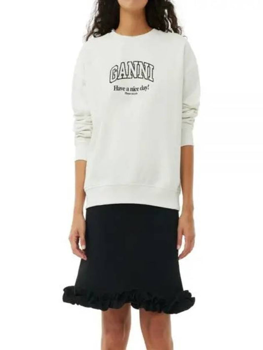 Logo Print Sweatshirt White - GANNI - BALAAN 2