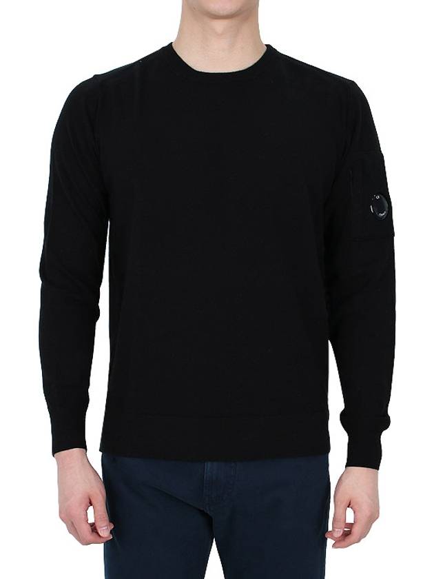 Lens Wappen Wool Knit Top Black - CP COMPANY - BALAAN 3