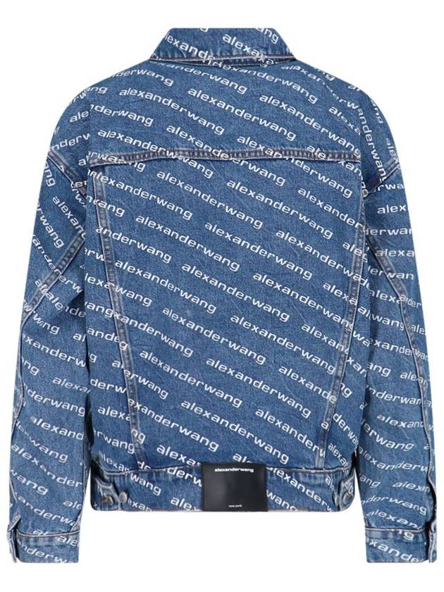 Women's Logo Print Trucker Denim Jacket Blue - ALEXANDER WANG - BALAAN 3