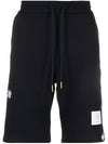 Embroidered Drawstring Cotton Shorts Navy - THOM BROWNE - BALAAN 3