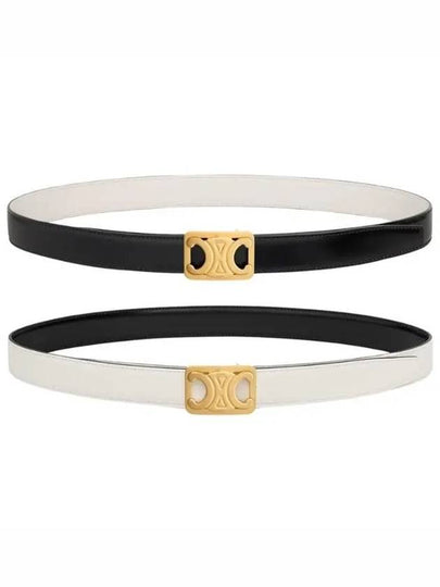 Frame Triomphe Reversible Medium Leather Belt Black White - CELINE - BALAAN 2