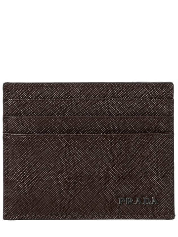 Saffiano Card Wallet Brown - PRADA - BALAAN 1