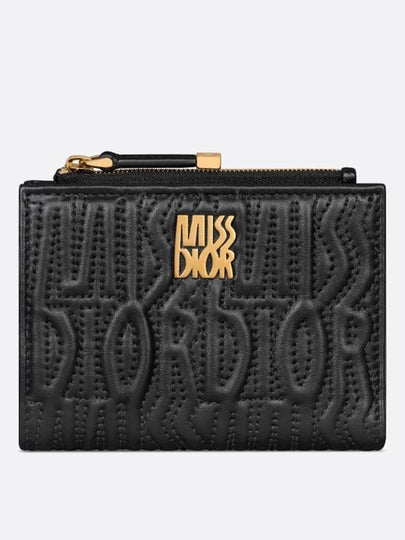 Miss Dahlia Quilted Missdior All Over Motif Lambskin Wallet Black - DIOR - BALAAN 2