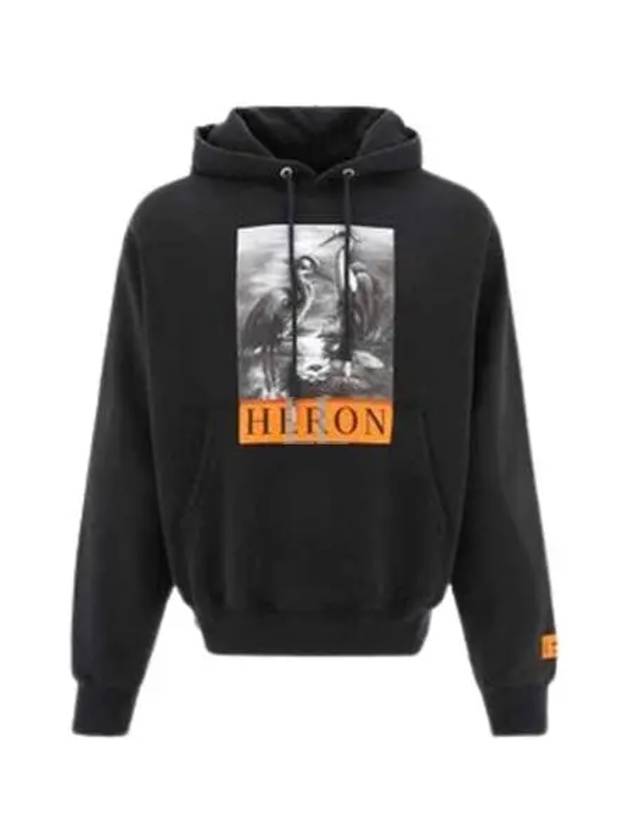 Preston Graphic Print Cotton Hoodie Black - HERON PRESTON - BALAAN 2