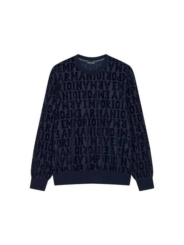 UNDERWEAR Men's Velvet Logo Pattern Sweatshirt Navy 271660 - EMPORIO ARMANI - BALAAN 1