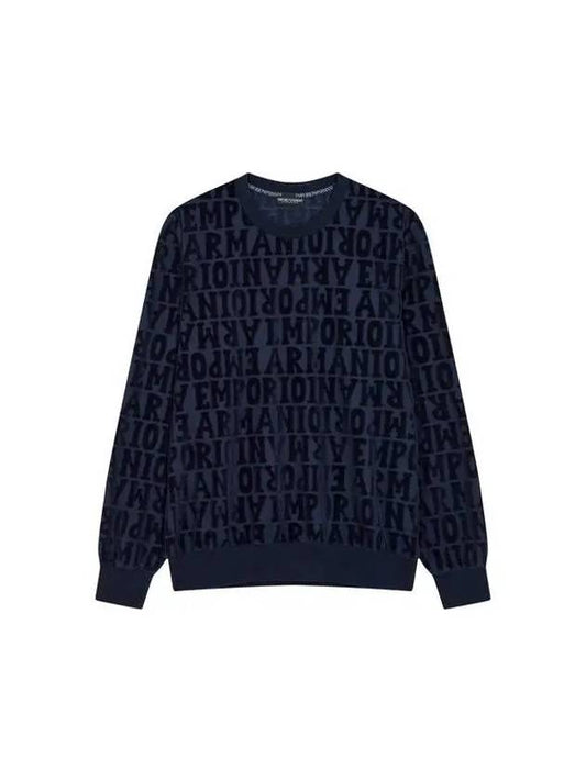 UNDERWEAR Men's Velvet Logo Pattern Sweatshirt Navy 271660 - EMPORIO ARMANI - BALAAN 1