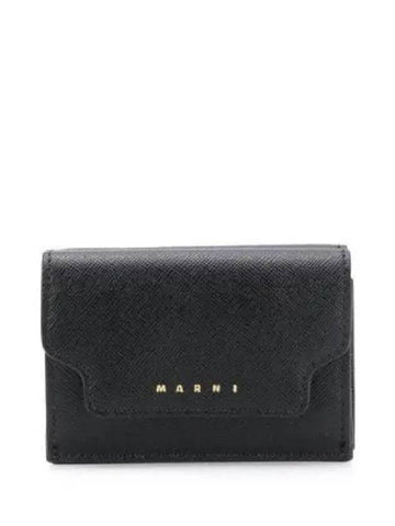 Logo Leather Half Wallet Black - MARNI - BALAAN 1