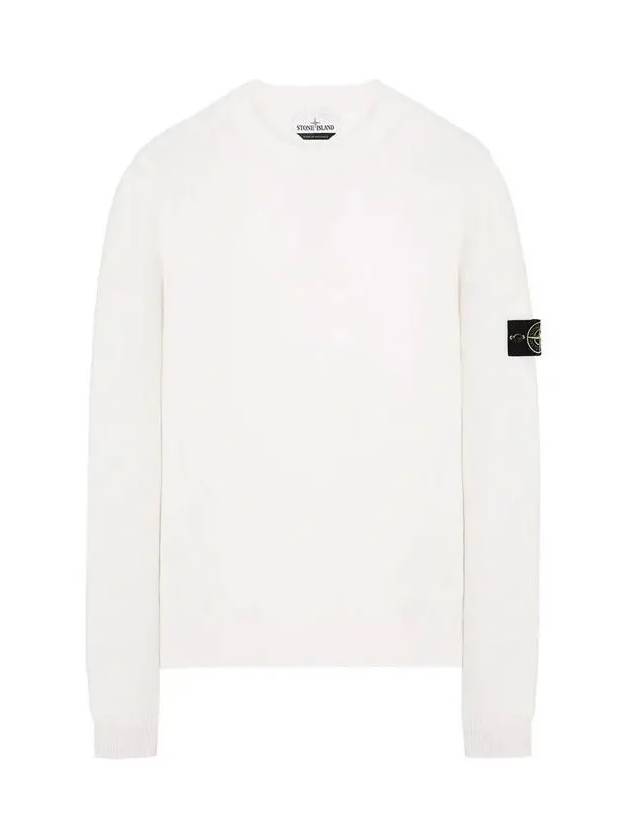 Stretch Wool Crewneck Knit Top White - STONE ISLAND - BALAAN 3