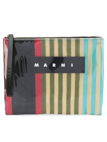 striped glossy clutch bag - MARNI - BALAAN.