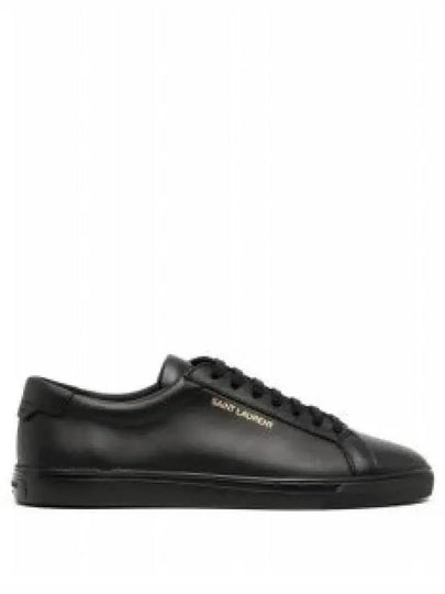 Andy Embossed Logo Leather Low Top Sneakers Black - SAINT LAURENT - BALAAN 2