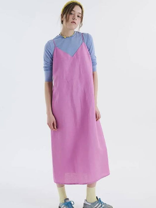 Linen blend bustier hot pink dress 0097 - VOYONN - BALAAN 1