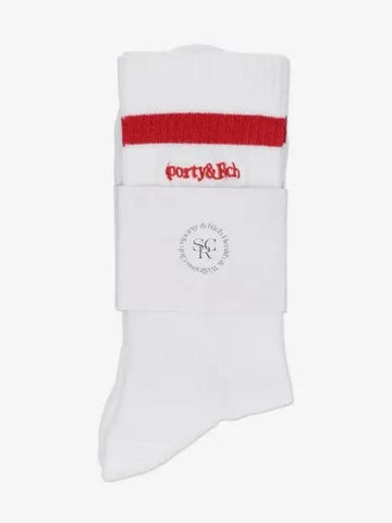 Serif Logo Socks White Red SOAW237WH - SPORTY & RICH - BALAAN 1