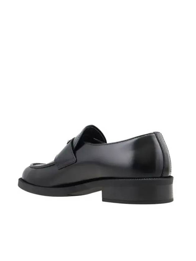 Triangle Logo Brushed Leather Loafer Black - PRADA - BALAAN 4