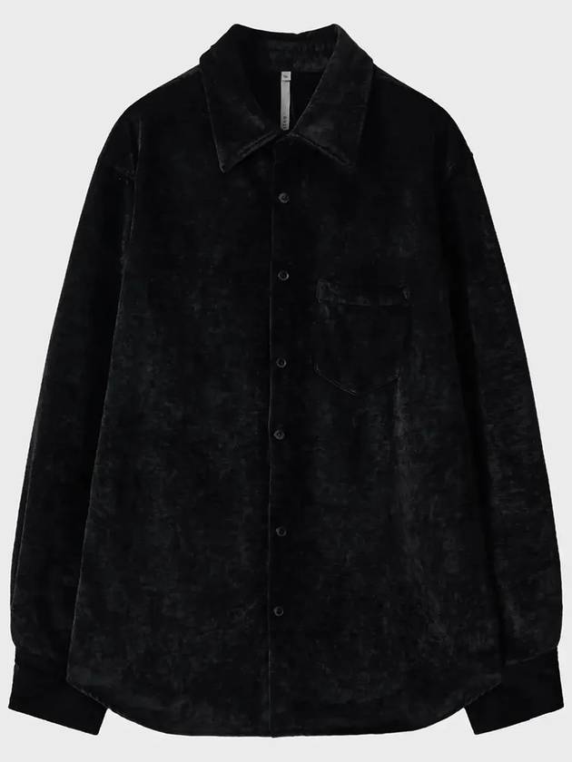 Velvet Loose Fit Long Sleeve Shirt Black - NOIRER - BALAAN 3