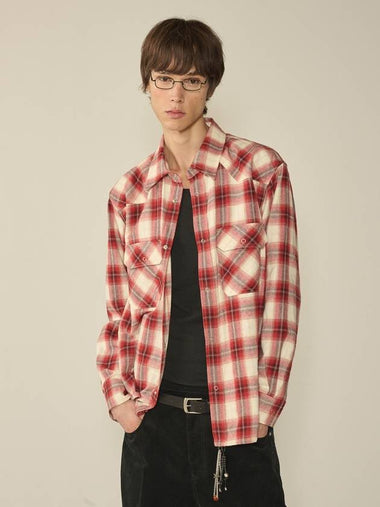 Ombre Checked Western Shirt Red - KINETO - BALAAN 1