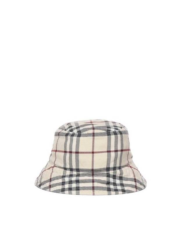 Stone Check Cotton Bucket Hat Beige - BURBERRY - BALAAN 3