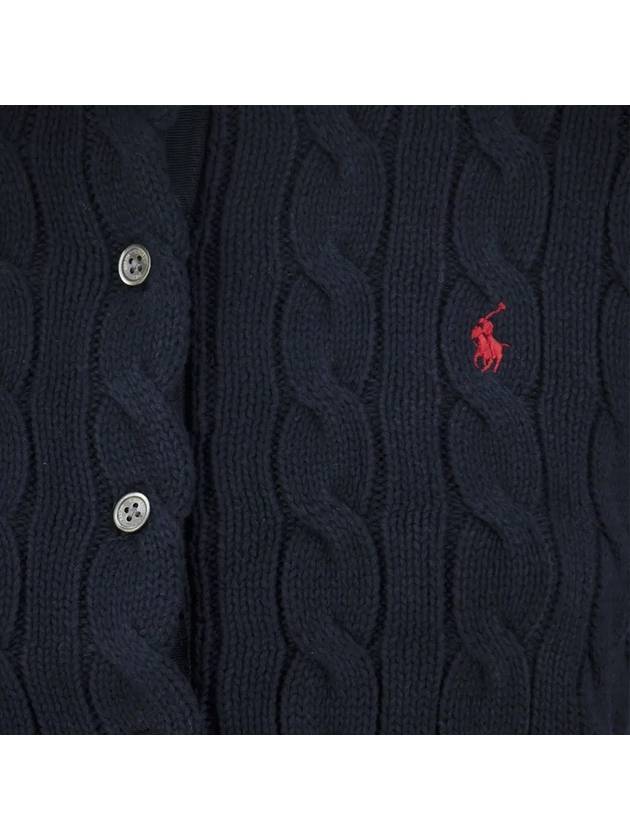 Women's Embroidered Logo Pony Cable Cardigan Navy - POLO RALPH LAUREN - BALAAN 5