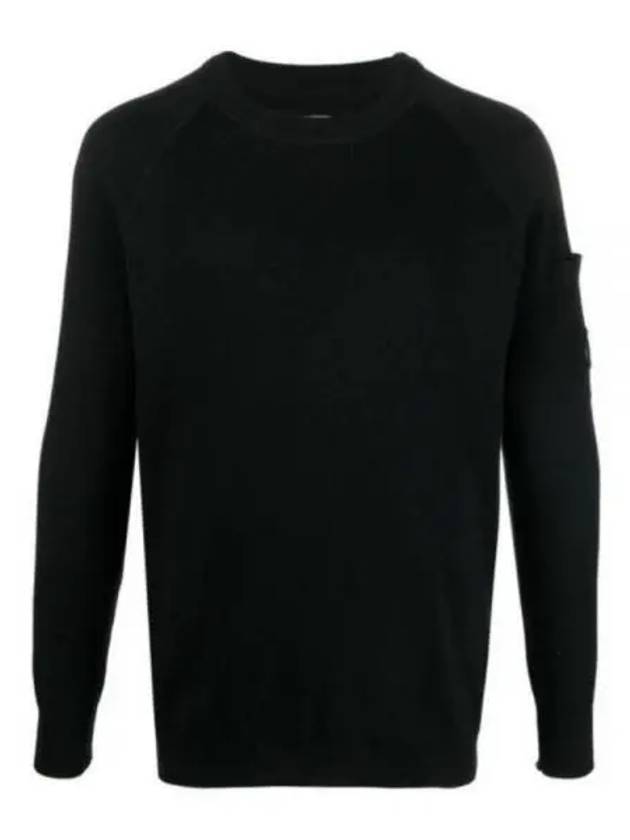 Lens Ribbed Crew Neck Knit Top Black - CP COMPANY - BALAAN 2