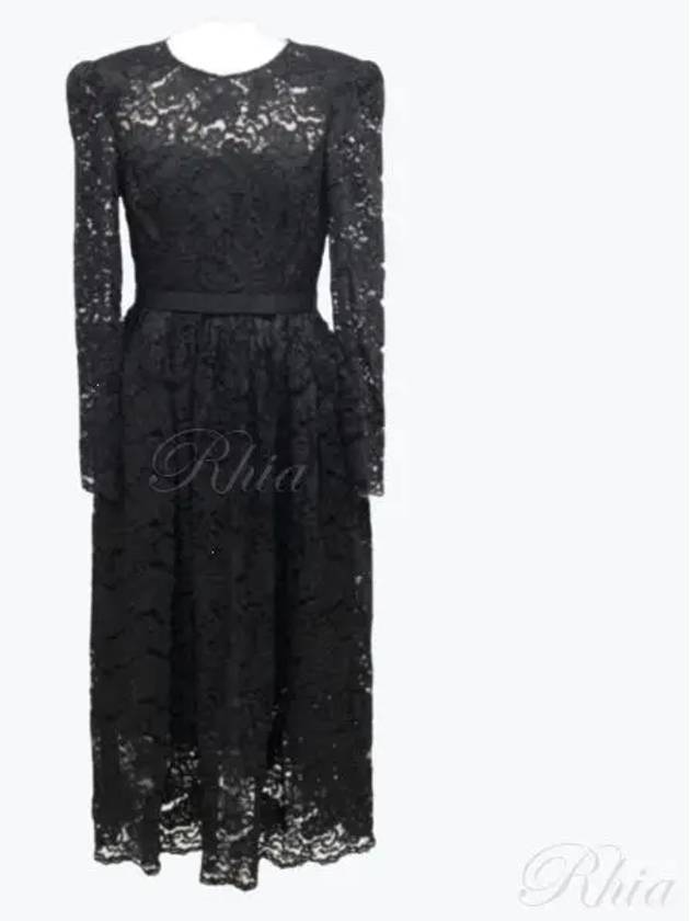 24 Black Cord Lace Long Sleeve Midi Dress RS24182MB - SELF PORTRAIT - BALAAN 1