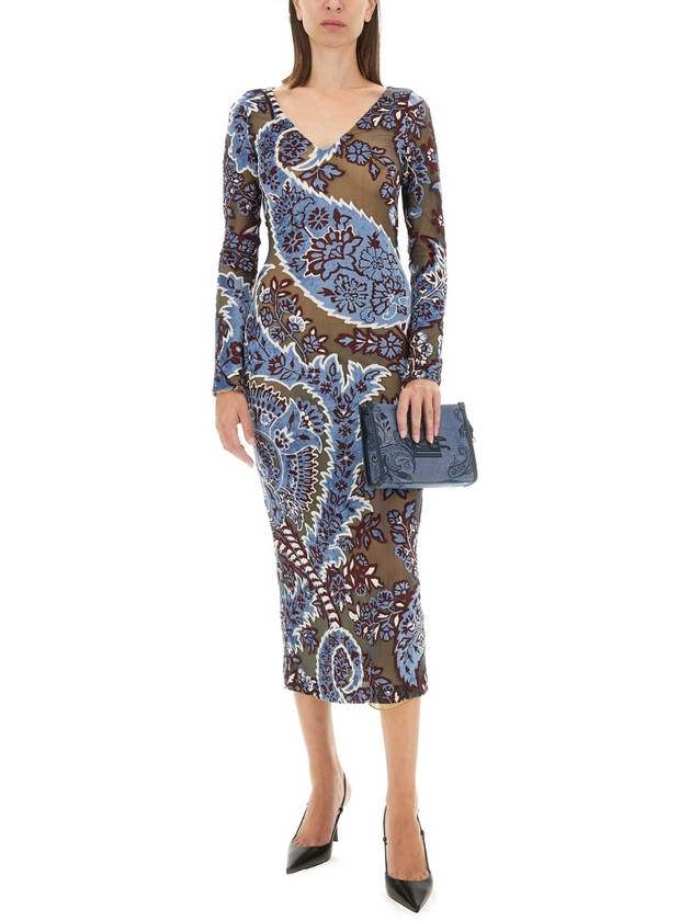 VELVET JACQUARD TULLE DRESS - ETRO - BALAAN 2