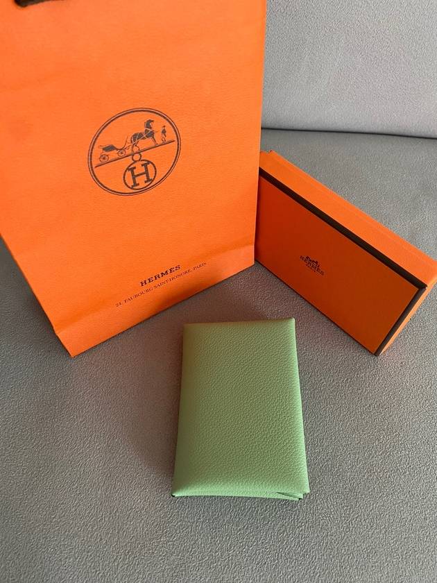 Calvi Duo Compact Card Wallet Green - HERMES - BALAAN 3