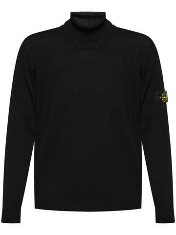 Light Pure RWS Wool Turtleneck Black - STONE ISLAND - BALAAN 1