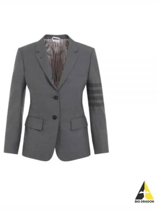 Women's Diagonal Stripe Single Breasted Wool Blazer Jacket Grey - THOM BROWNE - BALAAN 2