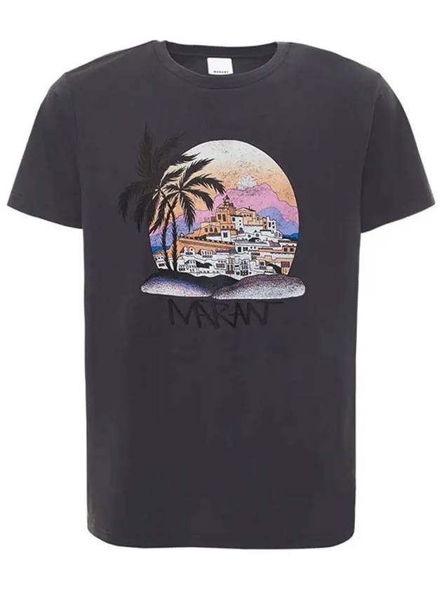 Zafferh Print Cotton Short Sleeve T-Shirt Faded Black - ISABEL MARANT - BALAAN 3