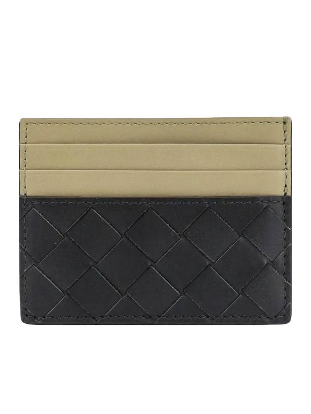 Intrecciato Two-Tone Card Wallet Dark Green Travertine - BOTTEGA VENETA - BALAAN 1