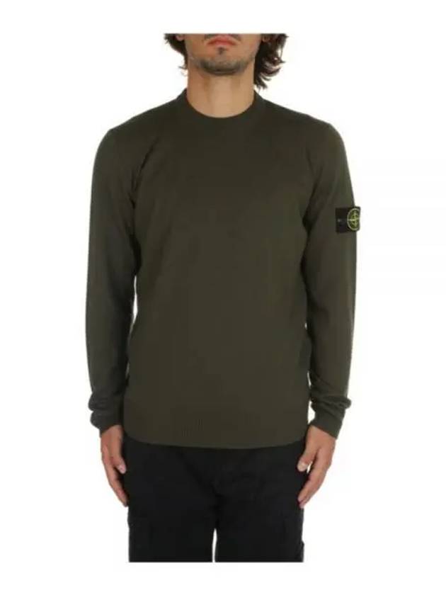 Regular Fit Crew Neck Wool Knit Top Khaki - STONE ISLAND - BALAAN 2