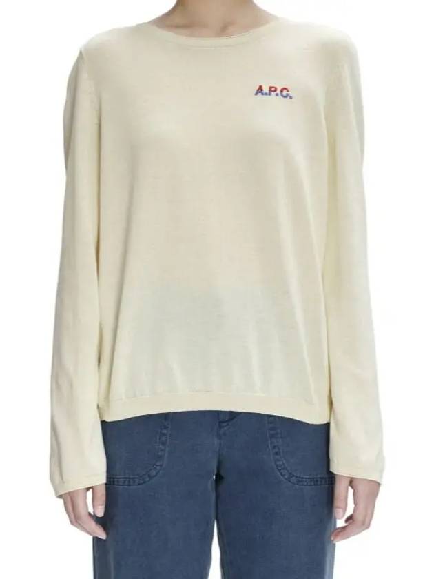 Embroidered Logo Knit Top Ivory - A.P.C. - BALAAN 5